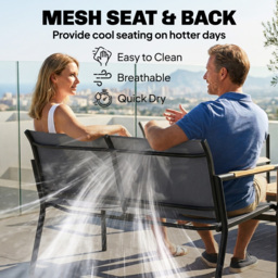 Outsunny 4 Seater Garden Furniture Set with Loveseat, Armchairs, Table, Metal Garden Sofa Set with Breathable Seats, Grey - thumbnail 5