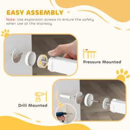 PawHut Baby Gate, Pet Safety Gate Pressure Fit, 76-82cm Wide with Two-Way Open, One-Hand Opening - thumbnail 7