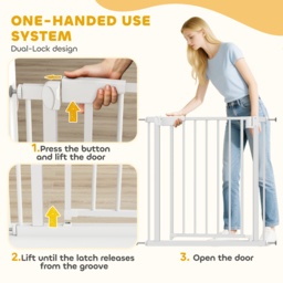 PawHut Baby Gate, Pet Safety Gate Pressure Fit, 76-82cm Wide with Two-Way Open, One-Hand Opening - thumbnail 6