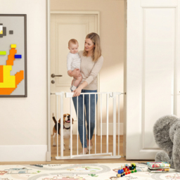 PawHut Baby Gate, Pet Safety Gate Pressure Fit, 76-82cm Wide with Two-Way Open, One-Hand Opening - thumbnail 2