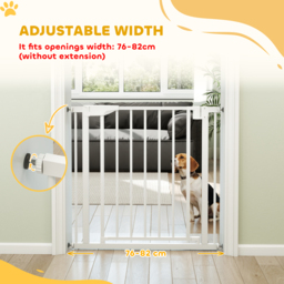 PawHut Baby Gate, Pet Safety Gate Pressure Fit, 76-82cm Wide with Two-Way Open, One-Hand Opening - thumbnail 4