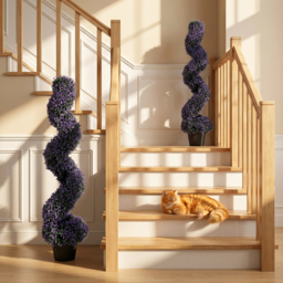 HOMCOM Set of 2 Decorative Artificial Plants, 120cm Artificial Boxwood Spiral Topiary Tree with 840 Leaves, UV Resistant - thumbnail 2