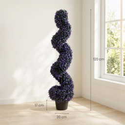 HOMCOM Set of 2 Decorative Artificial Plants, 120cm Artificial Boxwood Spiral Topiary Tree with 840 Leaves, UV Resistant - thumbnail 3