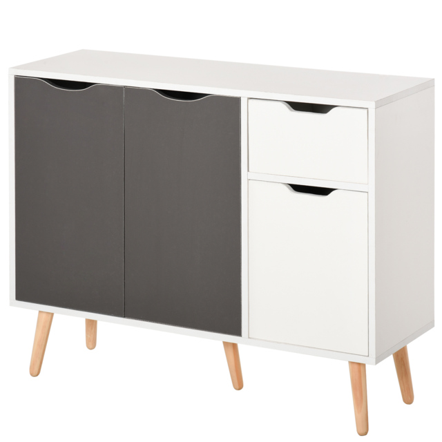 HOMCOM Sideboard Floor Standing Storage Cabinet with Drawer for Bedroom, Living Room, Home Office, Grey - image 1