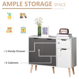 HOMCOM Sideboard Floor Standing Storage Cabinet with Drawer for Bedroom, Living Room, Home Office, Grey - thumbnail 5