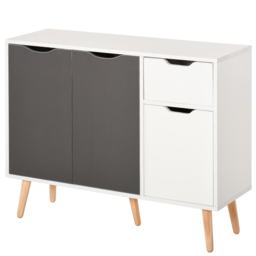 HOMCOM Sideboard Floor Standing Storage Cabinet with Drawer for Bedroom, Living Room, Home Office, Grey - thumbnail 1