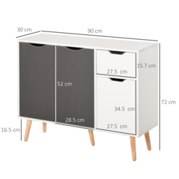 HOMCOM Sideboard Floor Standing Storage Cabinet with Drawer for Bedroom, Living Room, Home Office, Grey - thumbnail 3