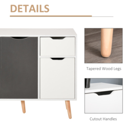 HOMCOM Sideboard Floor Standing Storage Cabinet with Drawer for Bedroom, Living Room, Home Office, Grey - thumbnail 6