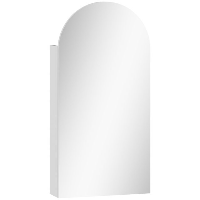 HOMCOM Arched Bathroom Mirror Cabinet with Adjustable Glass Shelves - White - image 1