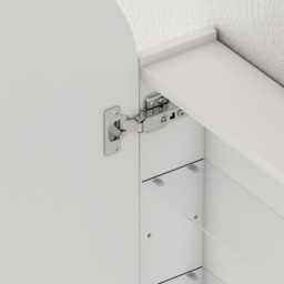 HOMCOM Arched Bathroom Mirror Cabinet with Adjustable Glass Shelves - White - thumbnail 9