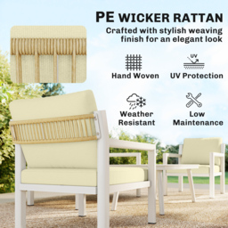 Outsunny 4 Seater Rattan Garden Furniture Set with 2 Armchairs, Loveseat, Coffee Table, Garden Sofa Set with Cushions, Brown - thumbnail 5