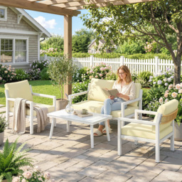 Outsunny 4 Seater Rattan Garden Furniture Set with 2 Armchairs, Loveseat, Coffee Table, Garden Sofa Set with Cushions, Brown - thumbnail 8