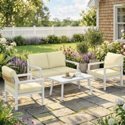 Outsunny 4 Seater Rattan Garden Furniture Set with 2 Armchairs, Loveseat, Coffee Table, Garden Sofa Set with Cushions, Brown - thumbnail 2