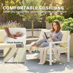 Outsunny 4 Seater Rattan Garden Furniture Set with 2 Armchairs, Loveseat, Coffee Table, Garden Sofa Set with Cushions, Brown - thumbnail 6