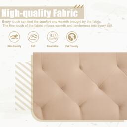 Modern 2-Seater Sofa with 3-Position Adjustable Backrest, Convertible Loveseat with Thick Padded Cushions, 165L x 72.5W x 75H cm, Beige - Aosom UK - thumbnail 8