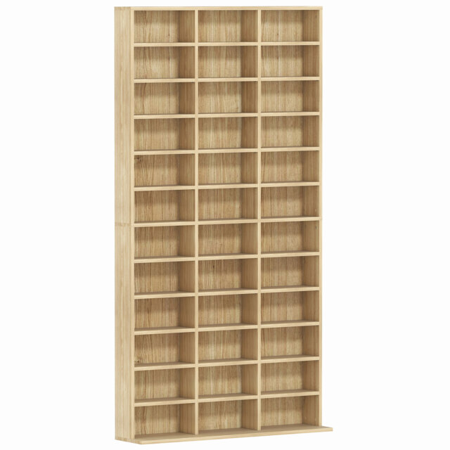 HOMCOM CD Storage Unit with Adjustable Shelves, 102 x 195 cm, Oak Tone - image 1