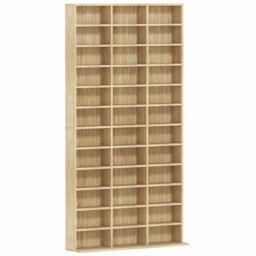 HOMCOM CD Storage Unit with Adjustable Shelves, 102 x 195 cm, Oak Tone - thumbnail 1