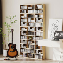 HOMCOM CD Storage Unit with Adjustable Shelves, 102 x 195 cm, Oak Tone - thumbnail 7