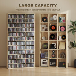 HOMCOM CD Storage Unit with Adjustable Shelves, 102 x 195 cm, Oak Tone - thumbnail 4