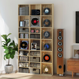 HOMCOM CD Storage Unit with Adjustable Shelves, 102 x 195 cm, Oak Tone - thumbnail 8