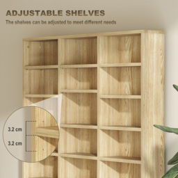 HOMCOM CD Storage Unit with Adjustable Shelves, 102 x 195 cm, Oak Tone - thumbnail 5