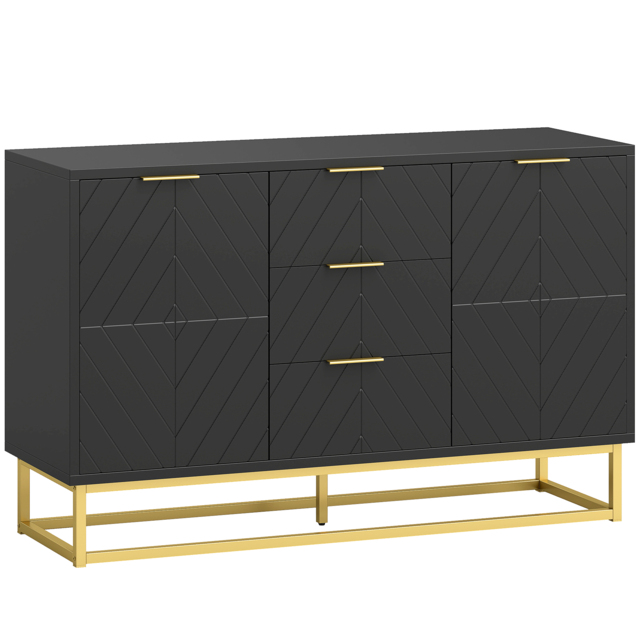 HOMCOM Sideboard with 3 Drawers and Adjustable Shelves for Living Room - Black - image 1
