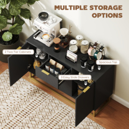 HOMCOM Sideboard with 3 Drawers and Adjustable Shelves for Living Room - Black - thumbnail 5