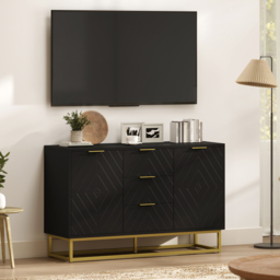 HOMCOM Sideboard with 3 Drawers and Adjustable Shelves for Living Room - Black - thumbnail 9