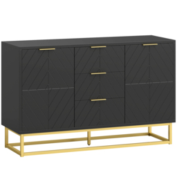 HOMCOM Sideboard with 3 Drawers and Adjustable Shelves for Living Room - Black - thumbnail 1