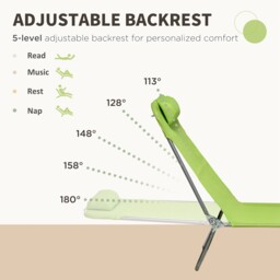 Outsunny Reclining Sun Lounger, Set of 2, Folding Outdoor Day Bed with Pillow, Steel Frame, Breathable Mesh, Green - Aosom UK - thumbnail 4