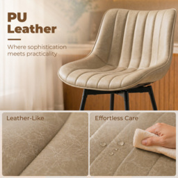 HOMCOM Set of 2 PU Leather Swivel Bar Stools - Light Brown - thumbnail 7