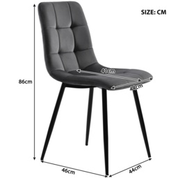 Upholstered Velvet Dining Chairs Set of 4 with Metal Frame, Ergonomic Design, Kitchen Chairs for Dining Room Table, 44x41x86 cm, Gray - Aosom.UK - thumbnail 3