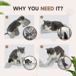 PawHut 4PCs Cat Wall Shelves with Steps, Ladder, Jumping Platforms, Light Grey - Aosom UK - thumbnail 6