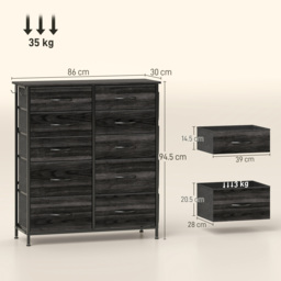 HOMCOM Chest of Ten Fabric Drawers - Black - thumbnail 3