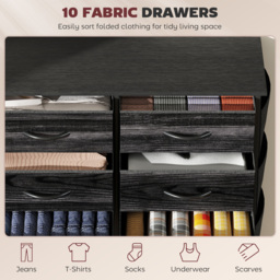 HOMCOM Chest of Ten Fabric Drawers - Black - thumbnail 4