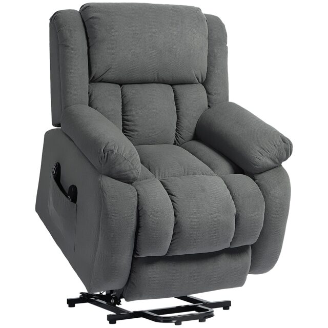 HOMCOM Recliner Armchair Lift Chair, Electric Recliner Chair with Vibration Massage and Heat, Wide Seat, USB Port, Grey - image 1