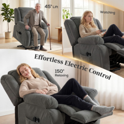 HOMCOM Recliner Armchair Lift Chair, Electric Recliner Chair with Vibration Massage and Heat, Wide Seat, USB Port, Grey - thumbnail 5