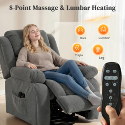 HOMCOM Recliner Armchair Lift Chair, Electric Recliner Chair with Vibration Massage and Heat, Wide Seat, USB Port, Grey - thumbnail 4