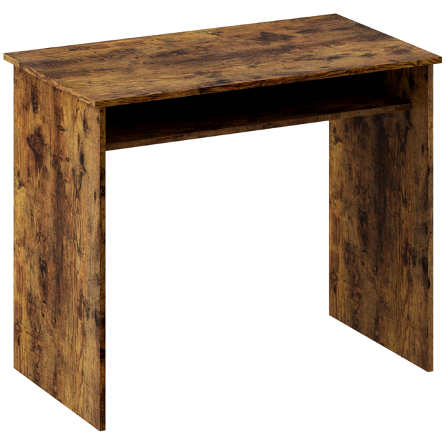 HOMCOM Boxy Work Desk, with Shelf - Wood-Effect - image 1
