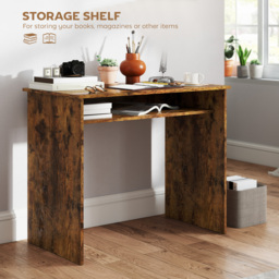 HOMCOM Boxy Work Desk, with Shelf - Wood-Effect - thumbnail 4