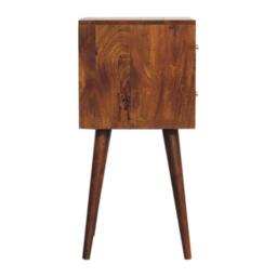 100% Solid Mango Wood Mini Cube Bedside with 2 Drawers, Stain-based Finish, Desk with Durable Construction, 30L x 31W x 62H cm, Brown - Aosom UK - thumbnail 7