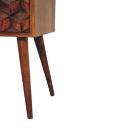 100% Solid Mango Wood Mini Cube Bedside with 2 Drawers, Stain-based Finish, Desk with Durable Construction, 30L x 31W x 62H cm, Brown - Aosom UK - thumbnail 5