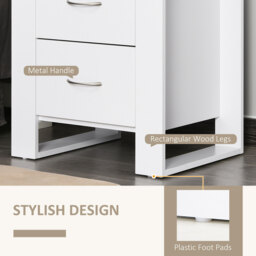HOMCOM Bedside Table with 2 Drawers, Modern Boxy Design, Elevated Base, Melamine Finish, Bedroom Storage, White - Aosom UK - thumbnail 5
