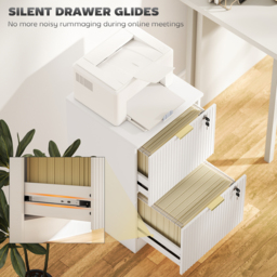 HOMCOM Filing Cabinet, Fluted Vertical File Cabinet with 2 Lockable Drawers and Hanging Rails, White - thumbnail 5