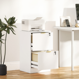 HOMCOM Filing Cabinet, Fluted Vertical File Cabinet with 2 Lockable Drawers and Hanging Rails, White - thumbnail 2