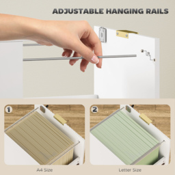 HOMCOM Filing Cabinet, Fluted Vertical File Cabinet with 2 Lockable Drawers and Hanging Rails, White - thumbnail 4