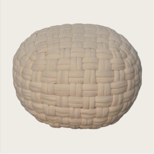 Handcrafted Tube Pouffe with Pleated Design and Breathable Cotton Fabric, Futon with Delivered Fully Assembled, 48L x 48W x 36H cm, White - Aosom UK - image 1