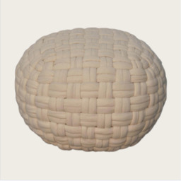 Handcrafted Tube Pouffe with Pleated Design and Breathable Cotton Fabric, Futon with Delivered Fully Assembled, 48L x 48W x 36H cm, White - Aosom UK