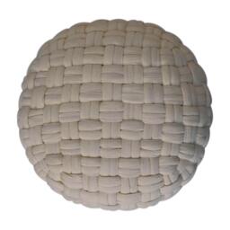 Handcrafted Tube Pouffe with Pleated Design and Breathable Cotton Fabric, Futon with Delivered Fully Assembled, 48L x 48W x 36H cm, White - Aosom UK - thumbnail 8
