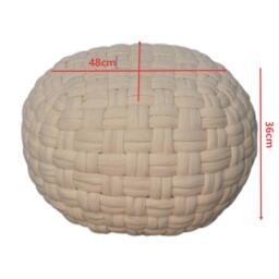 Handcrafted Tube Pouffe with Pleated Design and Breathable Cotton Fabric, Futon with Delivered Fully Assembled, 48L x 48W x 36H cm, White - Aosom UK - thumbnail 3